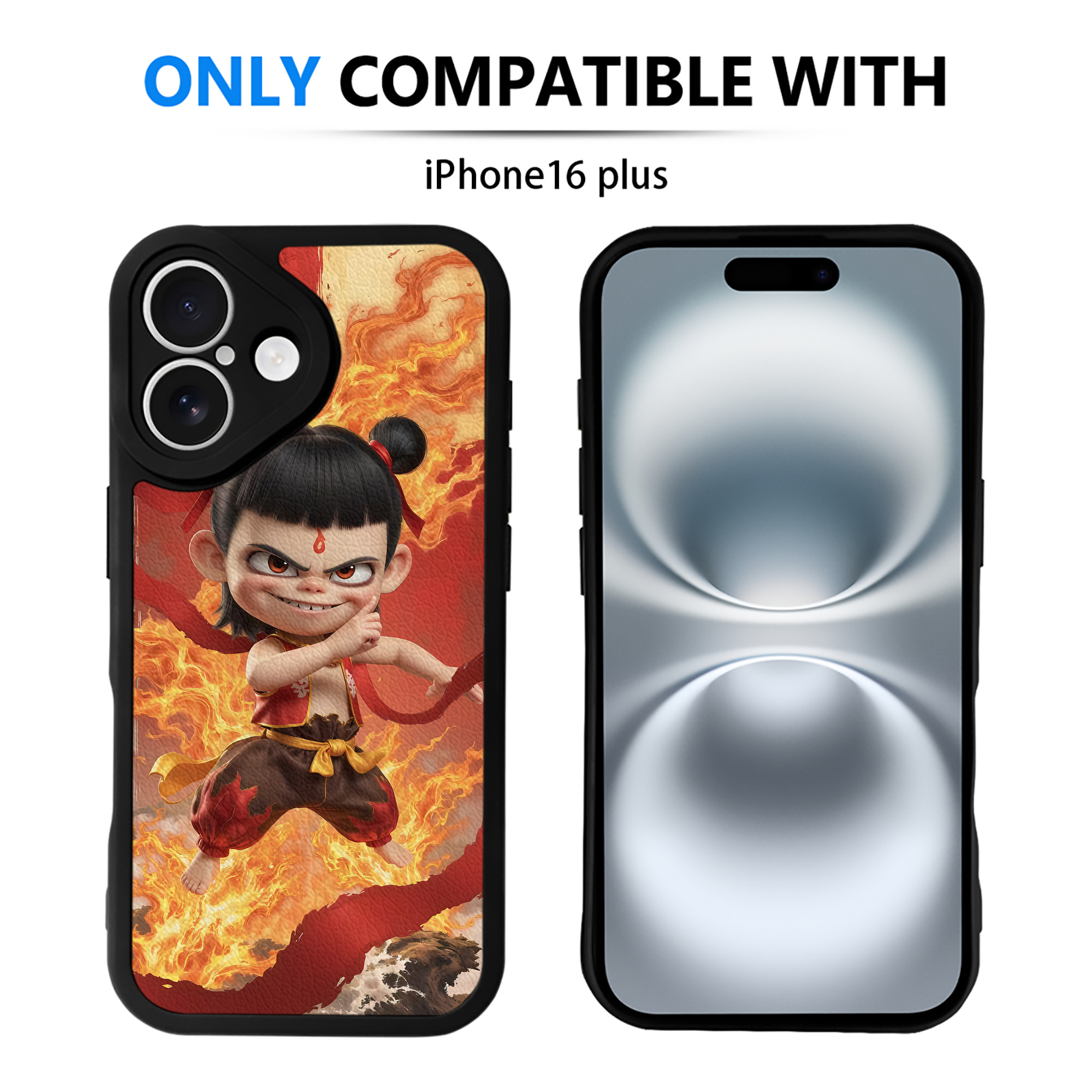 （画像用） Ne Zha 2 ナタ 魔童の大暴れ 【iPhone 16シリーズ対応】シリコンスマホケース（レザー調） 材質：シリコン